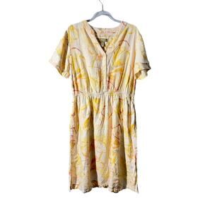 Naturals D&Co Linen Casual Boho Dress Midi Pockets Sz XS